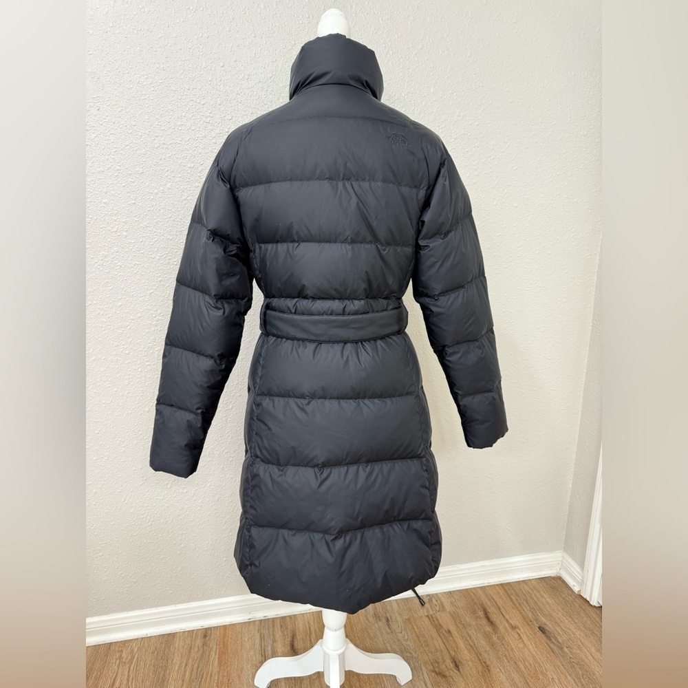 The North Face Women's Caroline Black Long Puffer Coat with Belt Size M - Picture 2 of 14